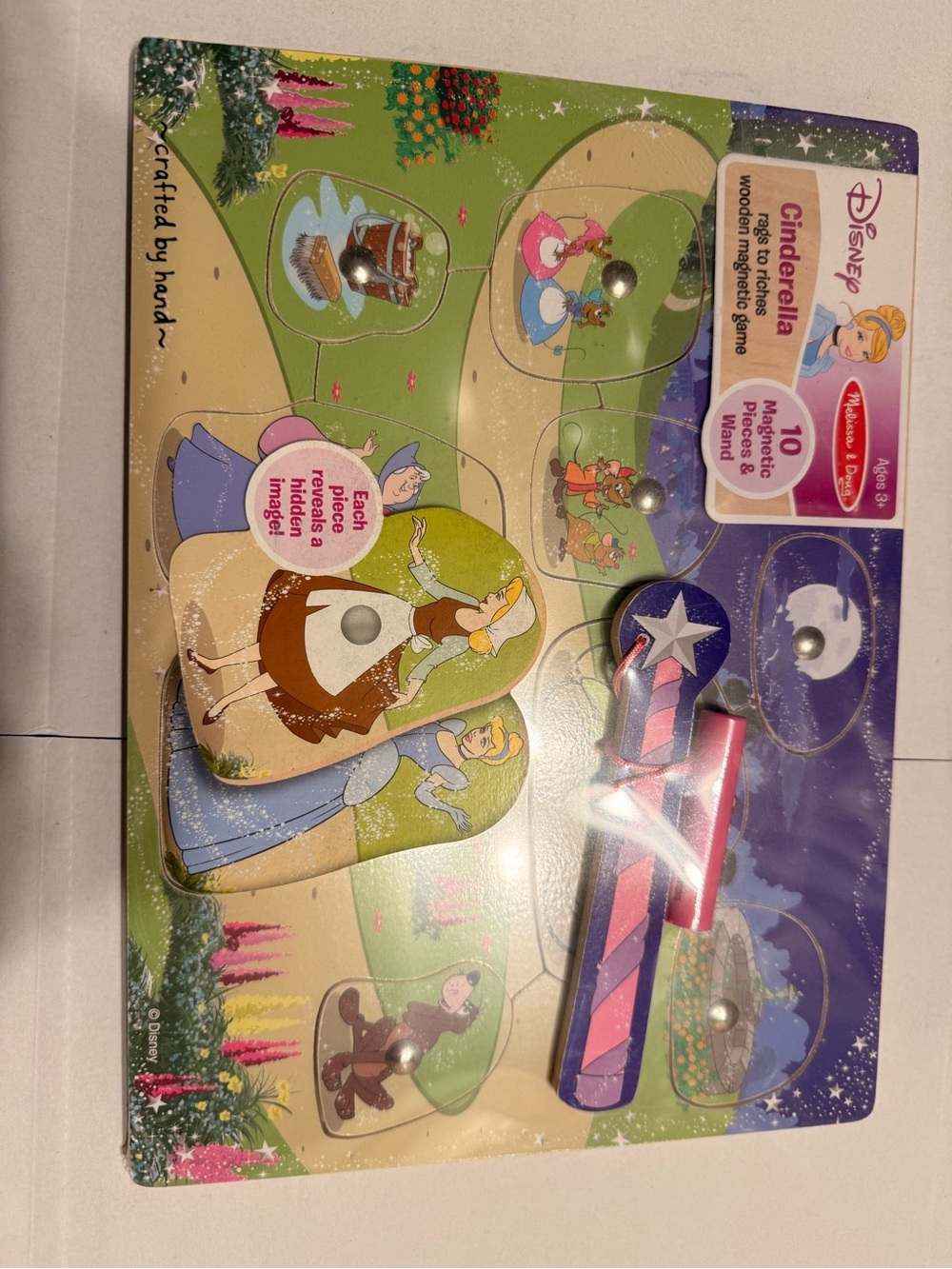 Disney Cinderella Magnetic Wooden Puzzle - Pink & Purple